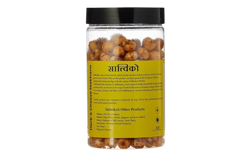 Sattviko Herb & Cheese Makhane (Foxnuts)    Plastic Jar  70 grams
